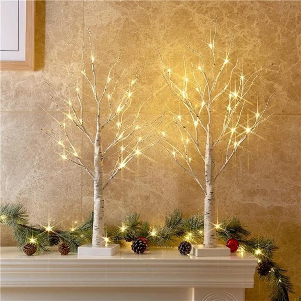 Christmas Decorations Indoor, 2 FT Birch Tree with LED Lights,Fairy Light Spirit